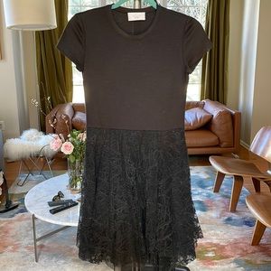 Adam Lippes black lace dress.